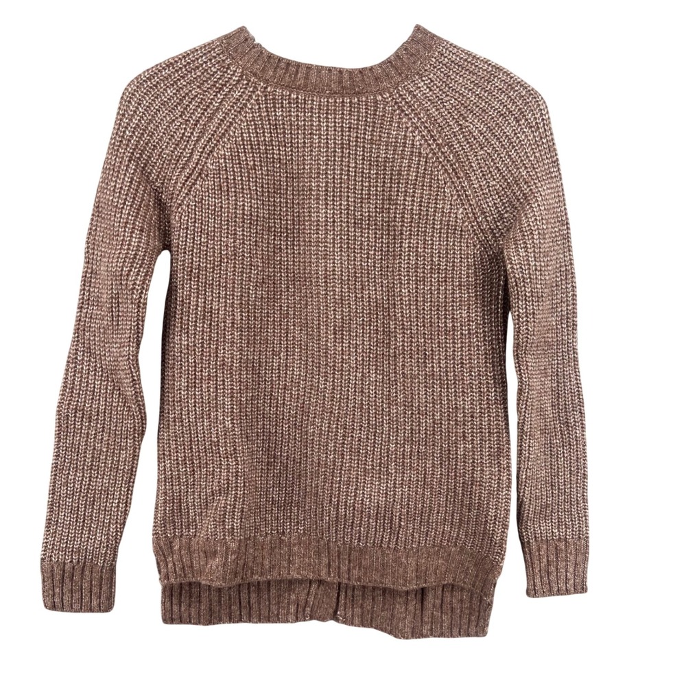 Andrea Jovine Taupe Wool Blend Reversible Button Back Sweater XS New JS4810